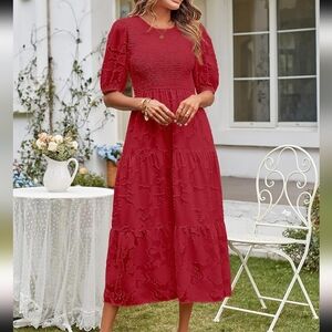 Elegant Red Midi Dress